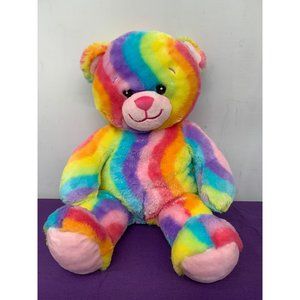 BAB Pastel Stripe Rainbow 2012 17 inch Bear Plush Stuffed Animal Build A Bear